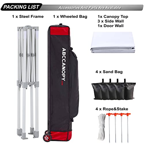 ABCCANOPY Easy Pop Up Canopy Tent with Sidewalls 10x10 Commercial -Series, White