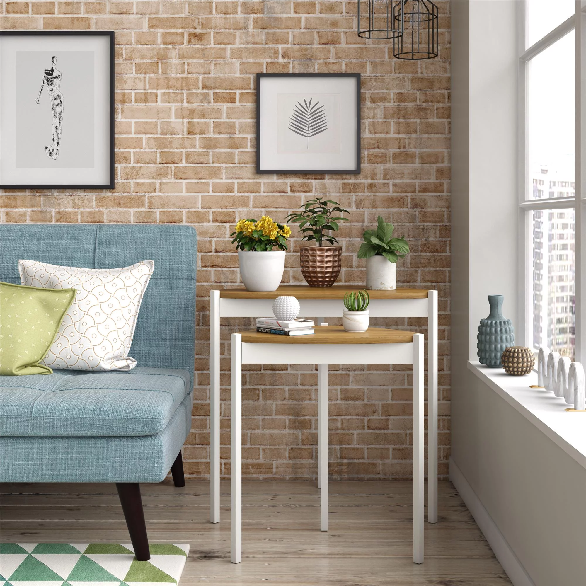 Novogratz Tallulah Nesting Tables, Walnut/White