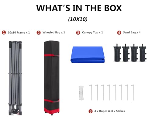 ABCCANOPY Pop Up Canopy - Outdoor Patio Portable Canopy Tent Heavy Duty for Backyard and Deck with 4 Sandbags(White, 10x10)