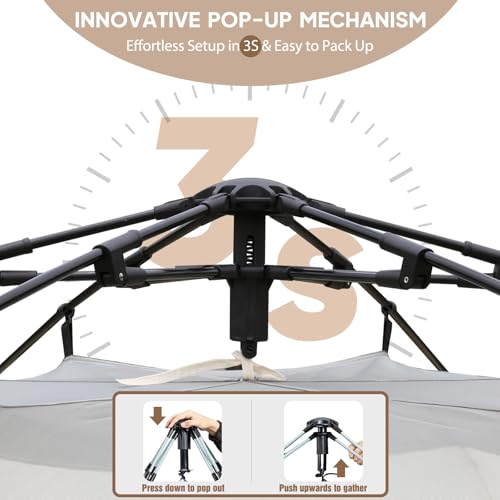 Chihee Camping Tents Pop-Up Stand-up Tent, Family Cabin Tent with Awning Porch 3-Person Outdoor Shelter with Screen Room Large Capacity, Waterproof and Windproof, Easy Setup,Traveling Hiking Picnic