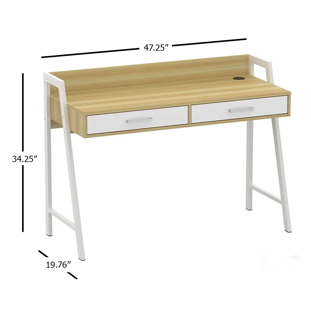 Saint Birch Fenton Metal White Writing Desk
