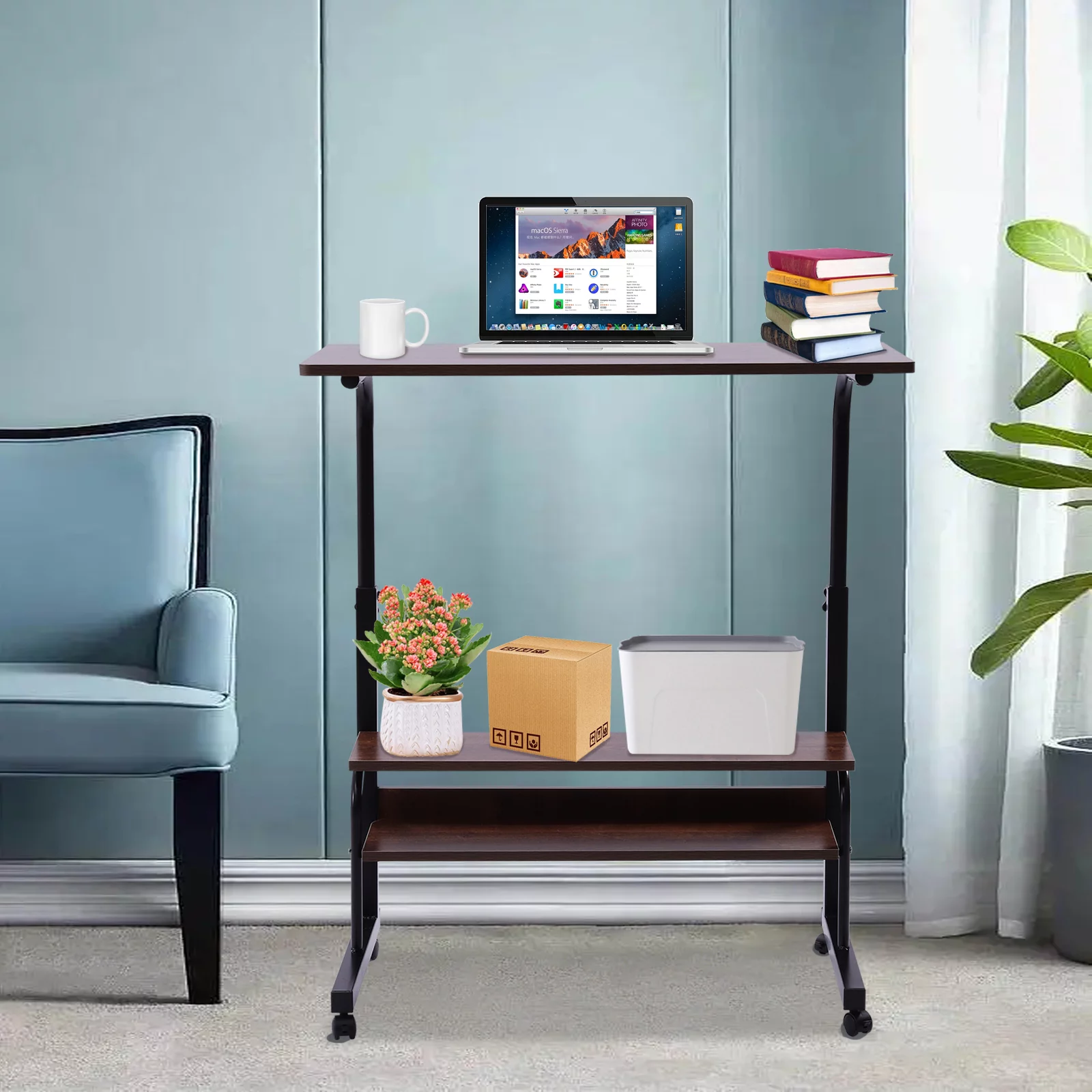 TOOL1SHOoo Movable Computer Table Height Adjustable Sofa Side Table Retro