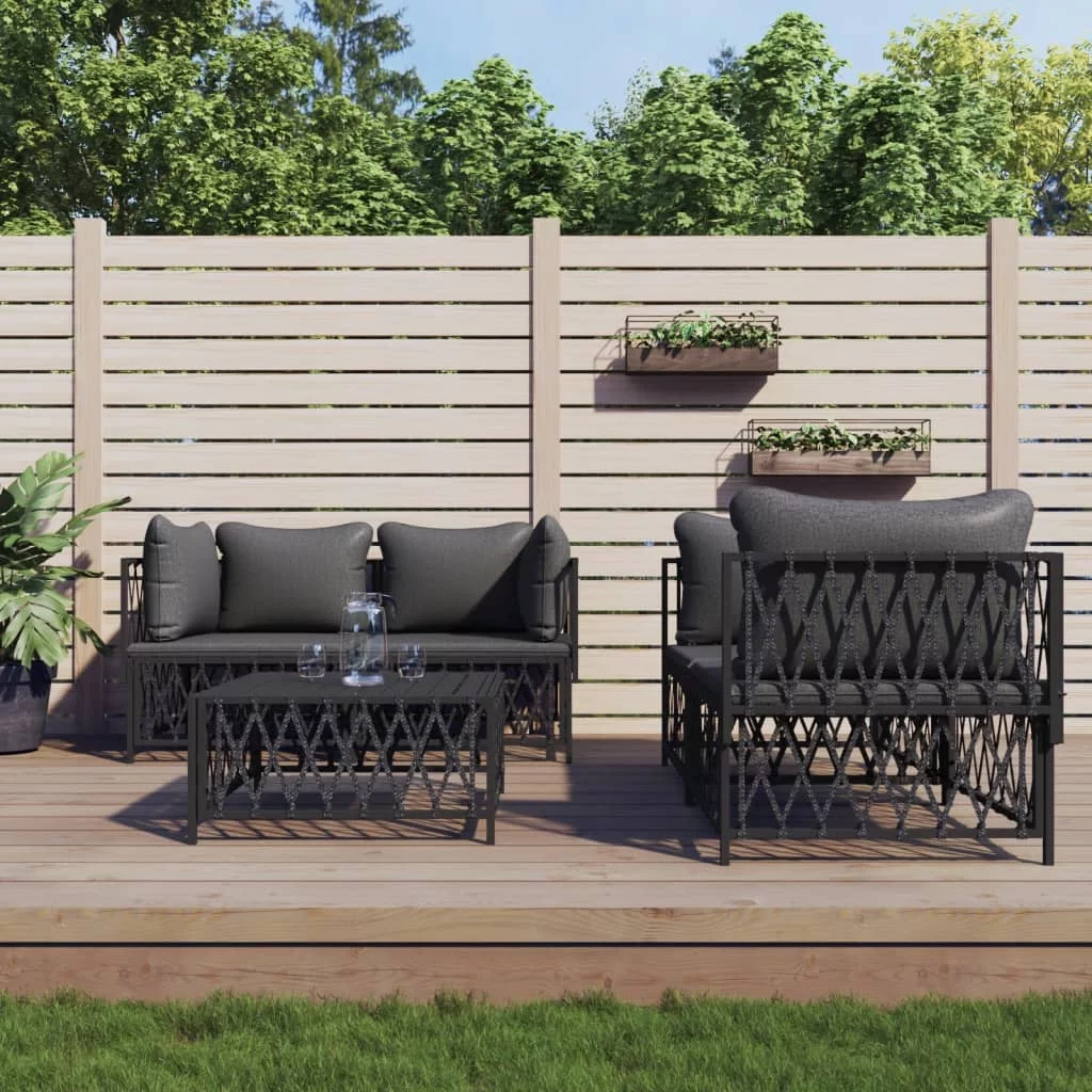 Anself 5 Piece Patio Set with Cushions Anthracite Steel