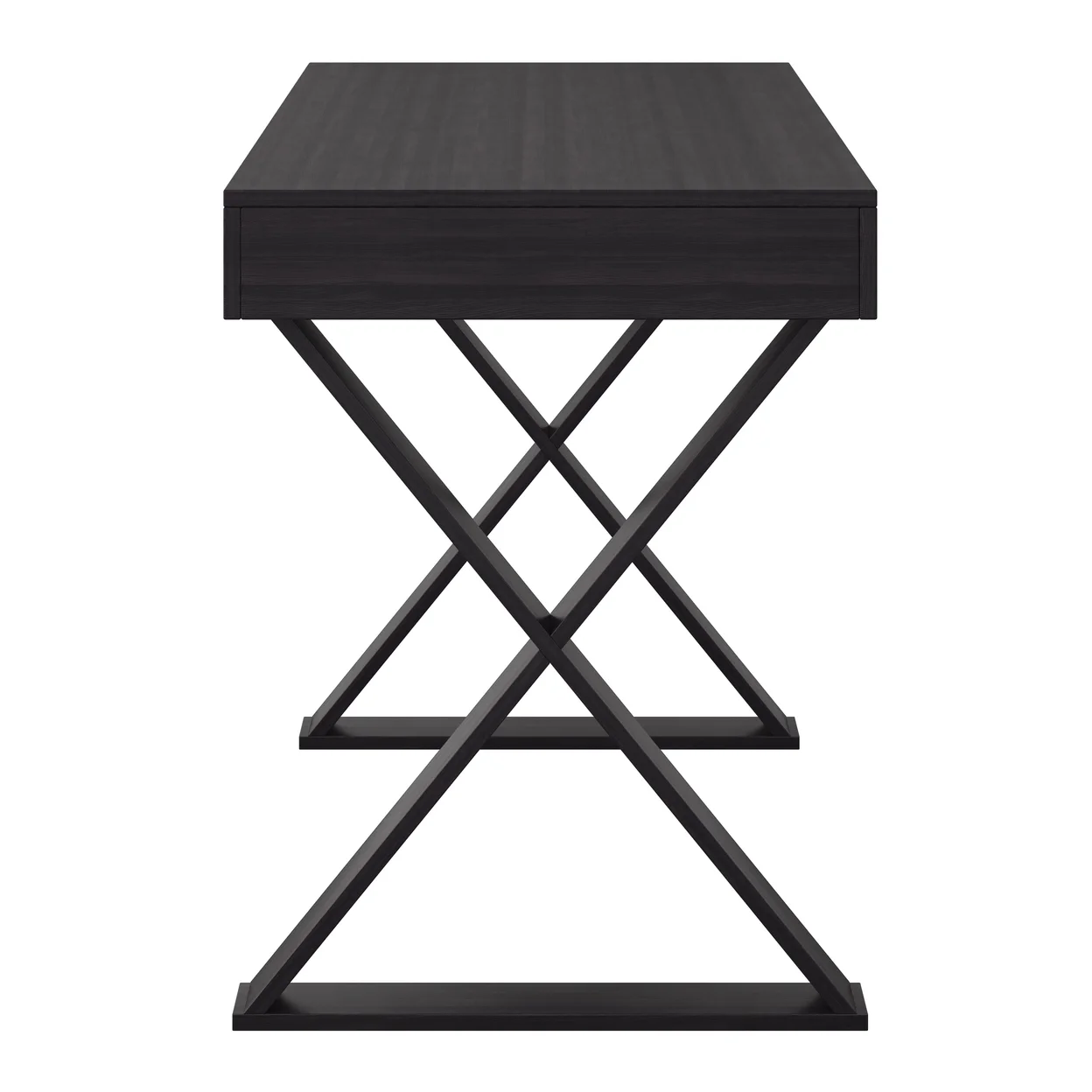 Walter Modern Dark Brown Engineered Wood Farmhouse X-Frame Desk