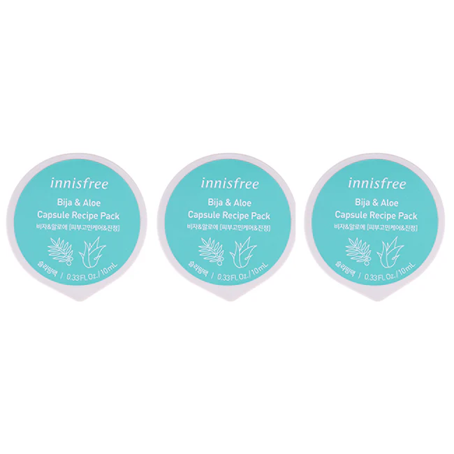 Innisfree Capsule Recipe Pack Mask - Bija and Aloe by Innisfree for Unisex - 0.33 oz Mask - Pack of 3