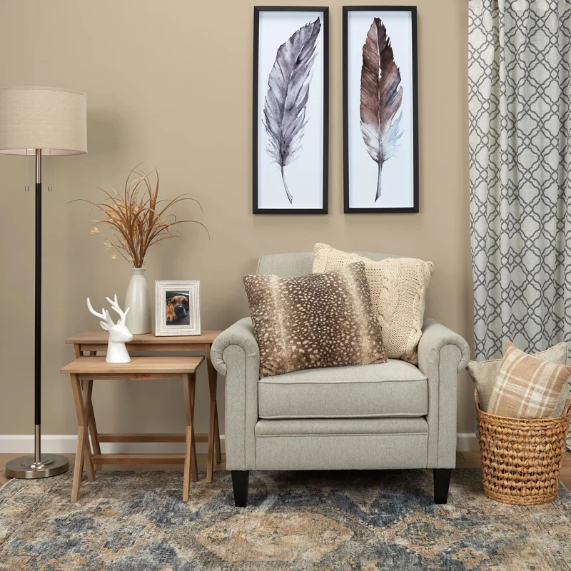 KOWO Upholstered Rolled Arm Accent Armchair gray