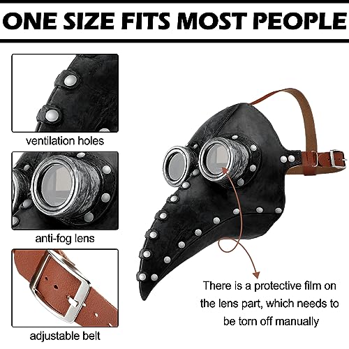 Hercicy 8 Pcs Plague Doctor Mask Costumes Set Balaclava Face Mask, Beak Ghost Monk Robe, Black Cane, White Rope, Hooded Cloak, Gloves and Cross Necklace for Halloween Cosplay