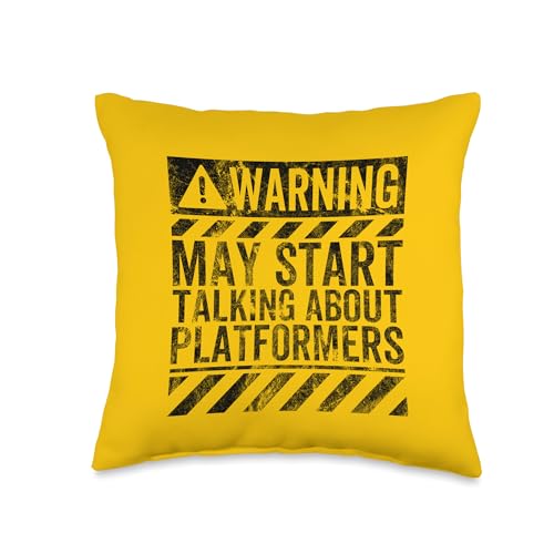 Funny Warning Sign May Start Talking About Platformers Gamer Throw Pillow