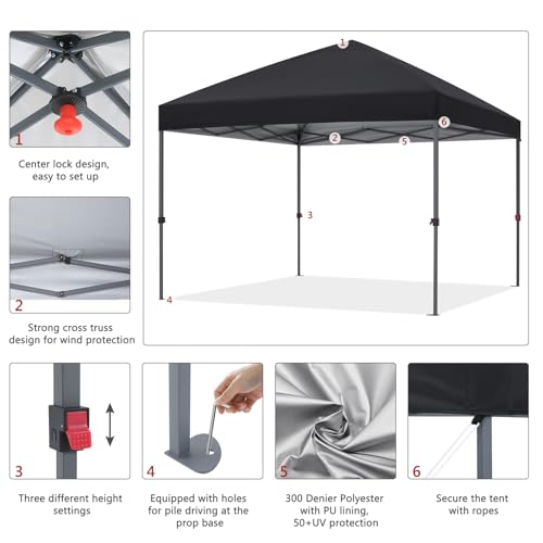 ABCCANOPY Pop Up Canopy - Outdoor Patio Portable Canopy Tent Heavy Duty for Backyard and Deck with 4 Sandbags(White, 10x10)