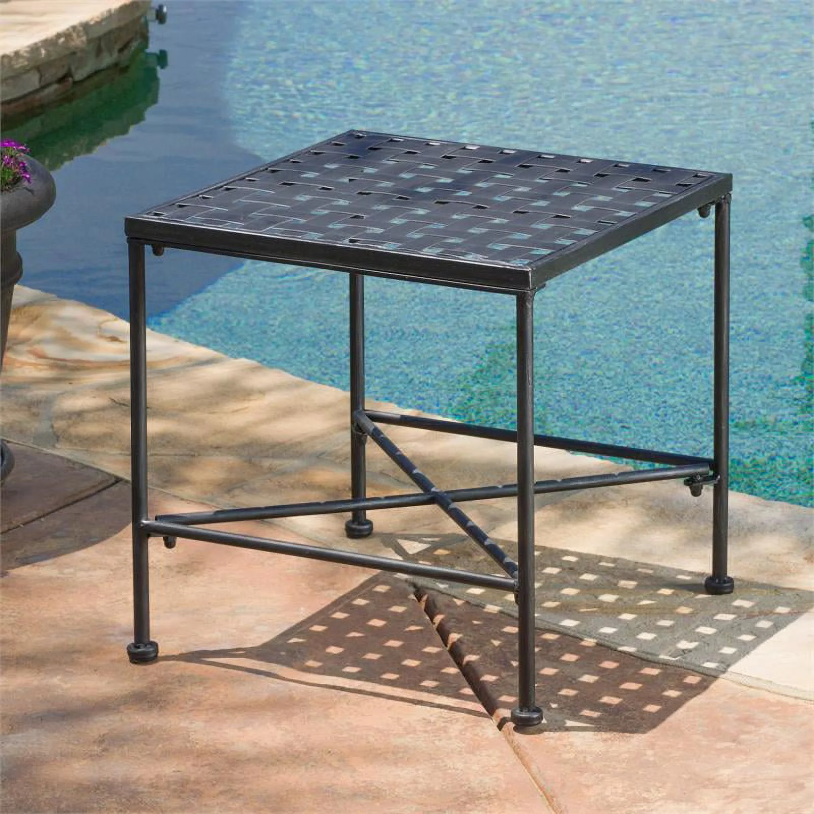 Noble House Petra Black Iron End Table