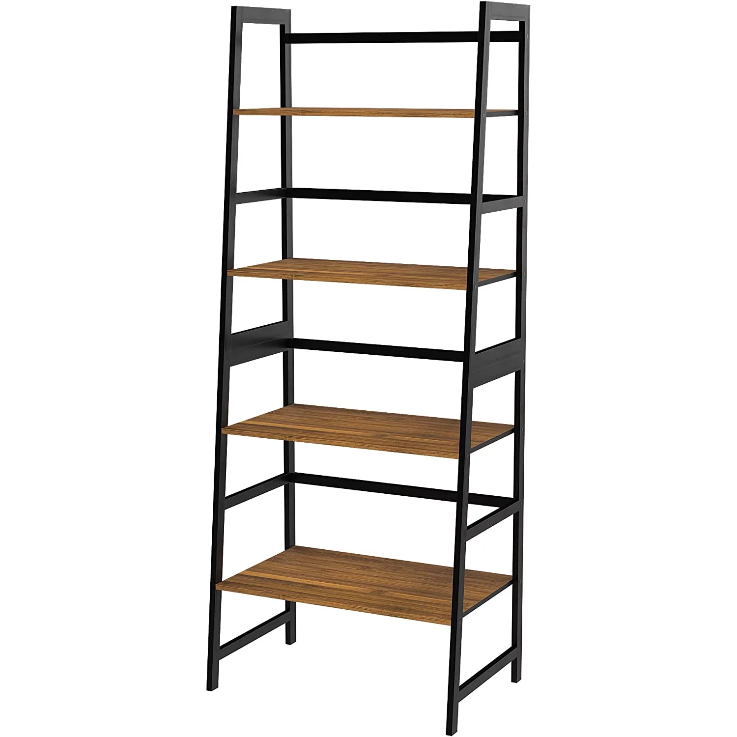 LANTRO JS Bookshelf, Ladder Shelf, 4 Tier Tall Bookcase, Modern Open Book Case for Bedroom, Living Room, Office (Brown)
