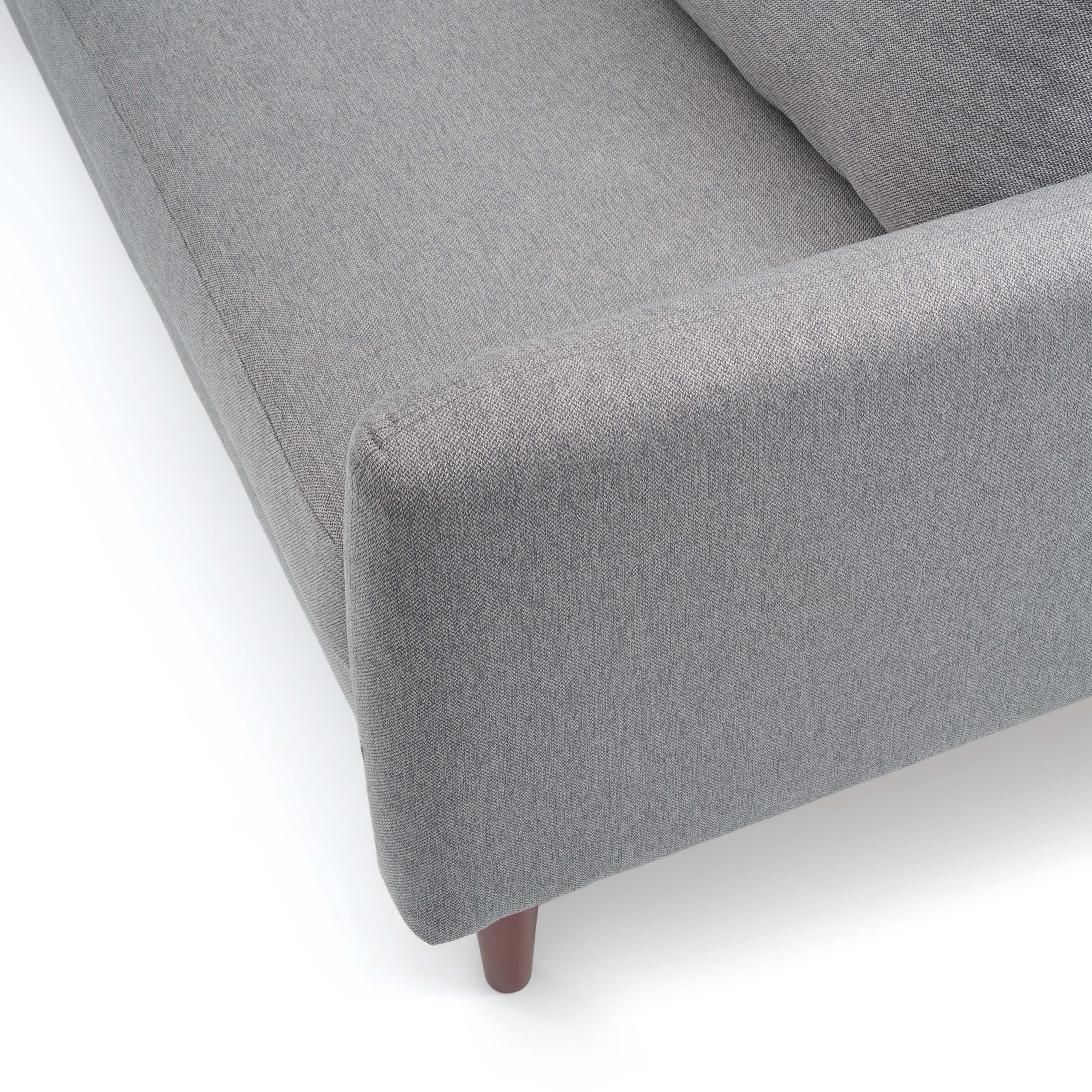 Mellow Mae Mid-Century Modern Sofa with Curved Arms, Light Grey