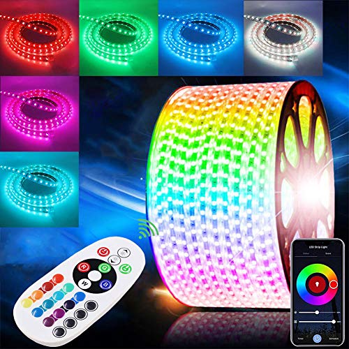 LED Strip Lights, 30ft/9m WiFi RGB AC110V-130V Dimmable Color Changing Waterpoof 5050 540 LEDs Rope Light Strips with Phone APP Control, Working with iOS & Android Music Time System