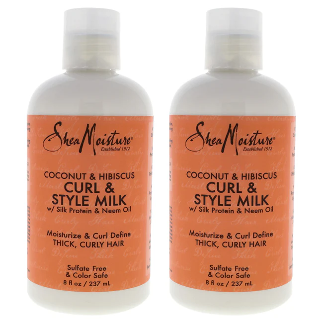 Coconut & Hibiscus Curl & Style Milk - Pack of 2 by Shea Moisture for Unisex - 8 oz Cream