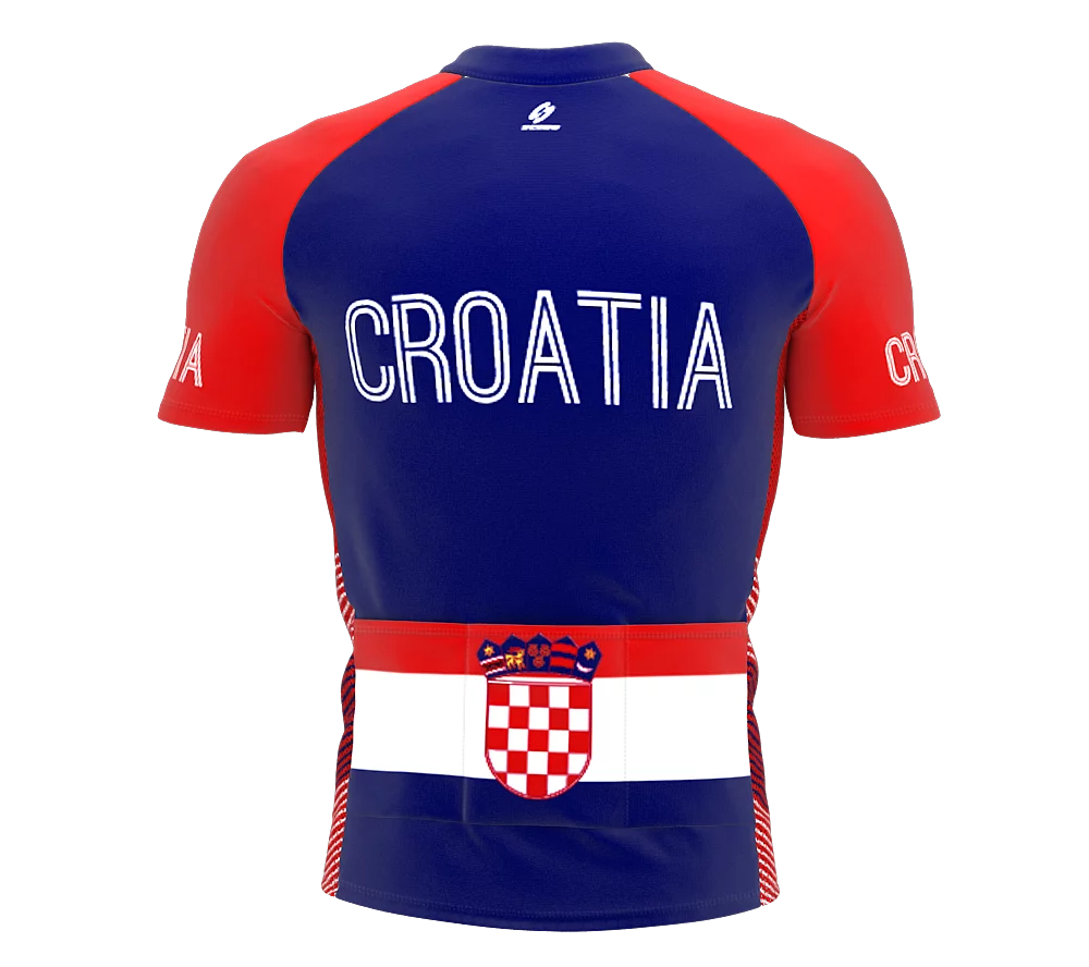 Croatia Full Zipper Bike Short Sleeve Cycling Jersey  for Men - Size XS