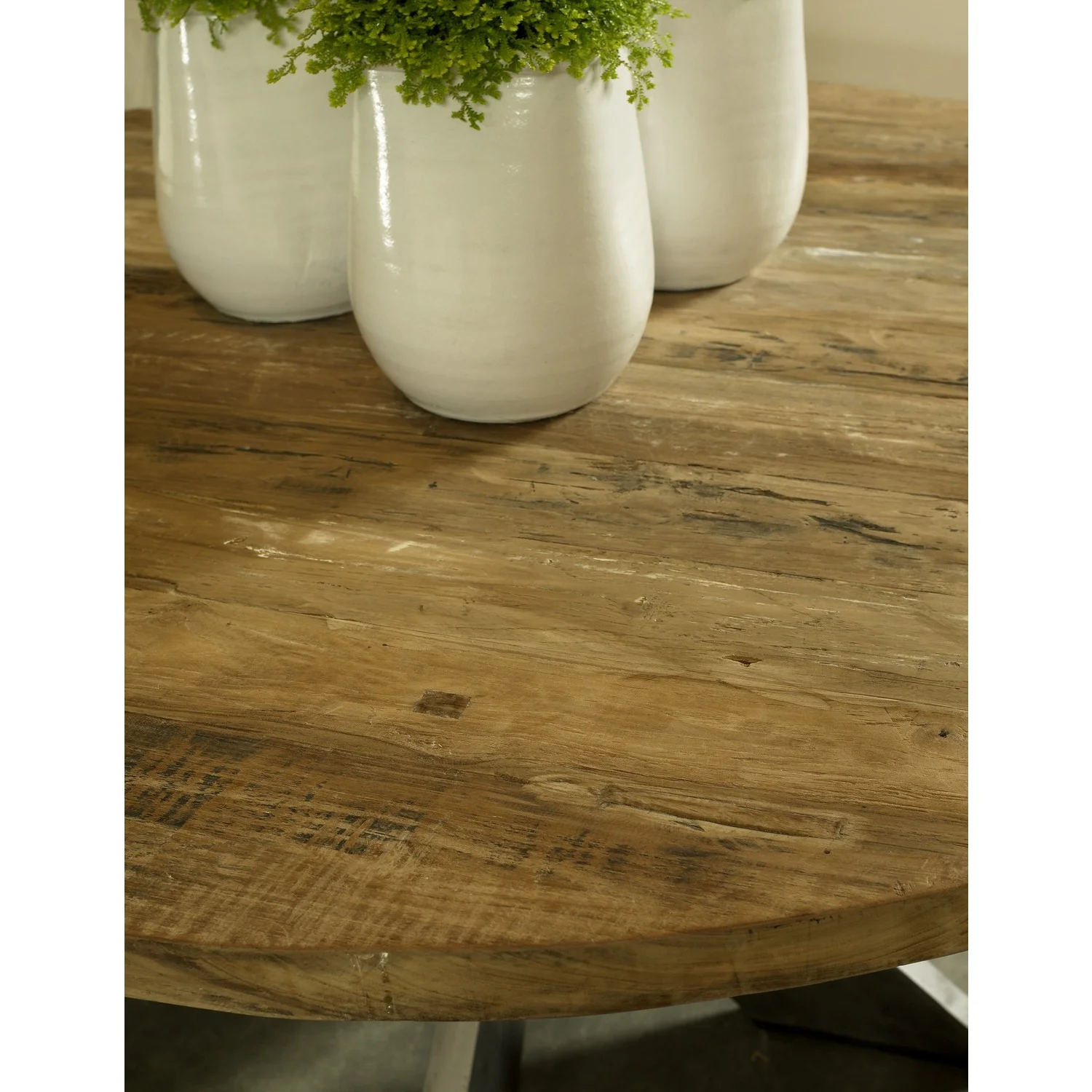 Padmas Plantation  Emely Round Recycled Teak Wood Dining Table - Natural - 30.25 x 59 x 59 in.