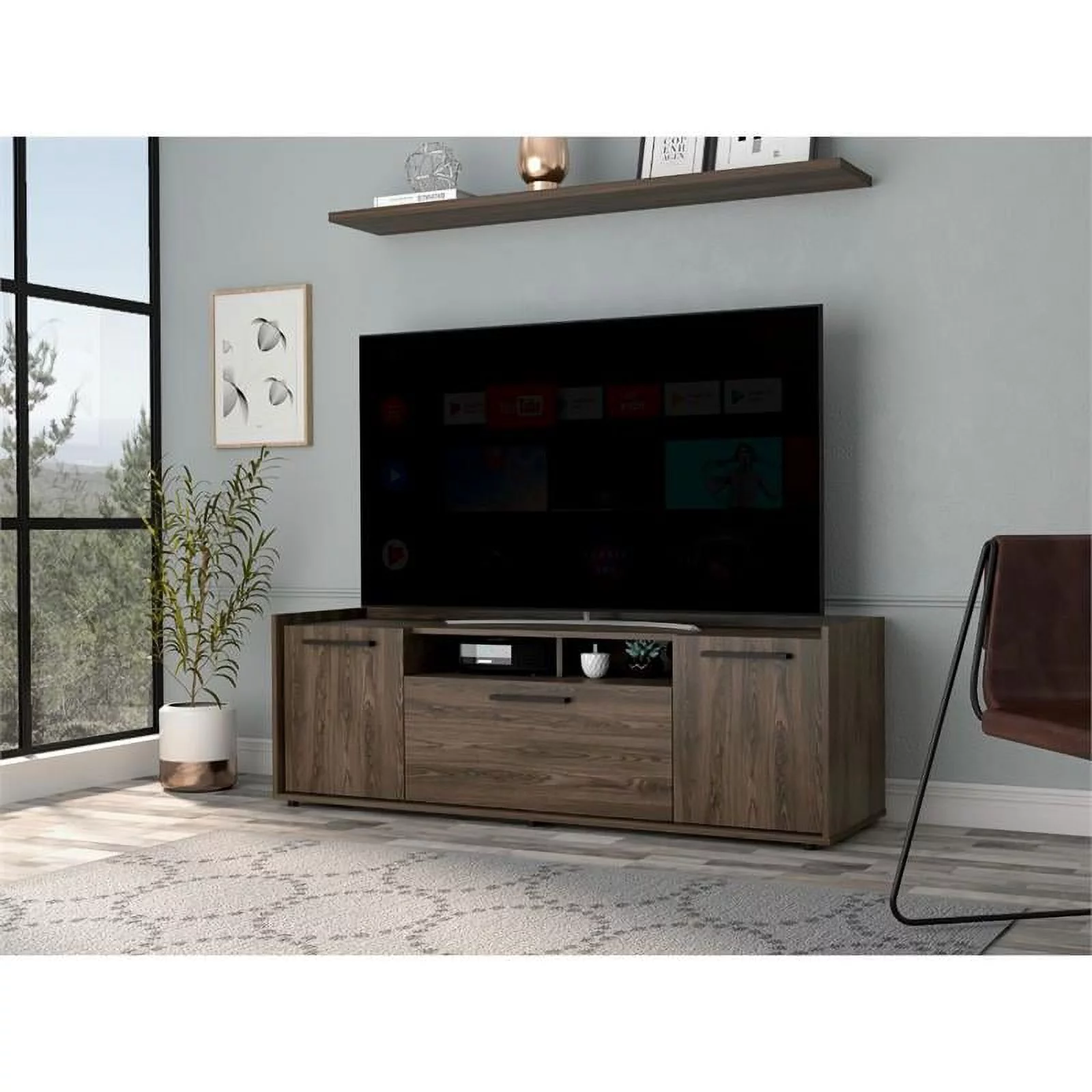 Home Square 2-Piece Set with Lyon Coffee Table & TV Stand in Dark Walnut