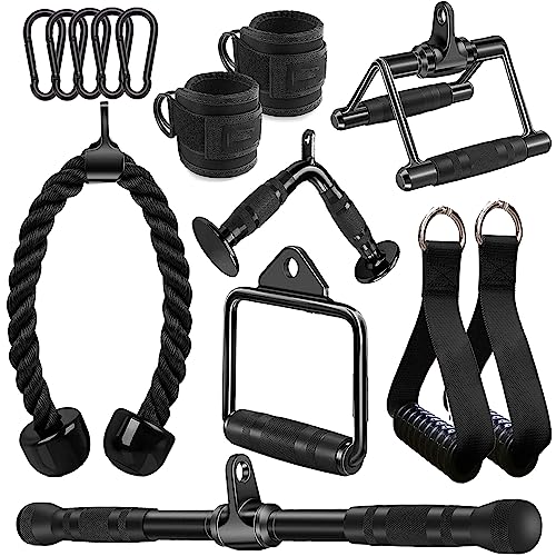 Cable Attachments for Gym, Cable Machine Attachment Set, LAT Pulldown Attachments, Cable Machine Accessories, Tricep Pull Down Attachment, Home Gym Accessories