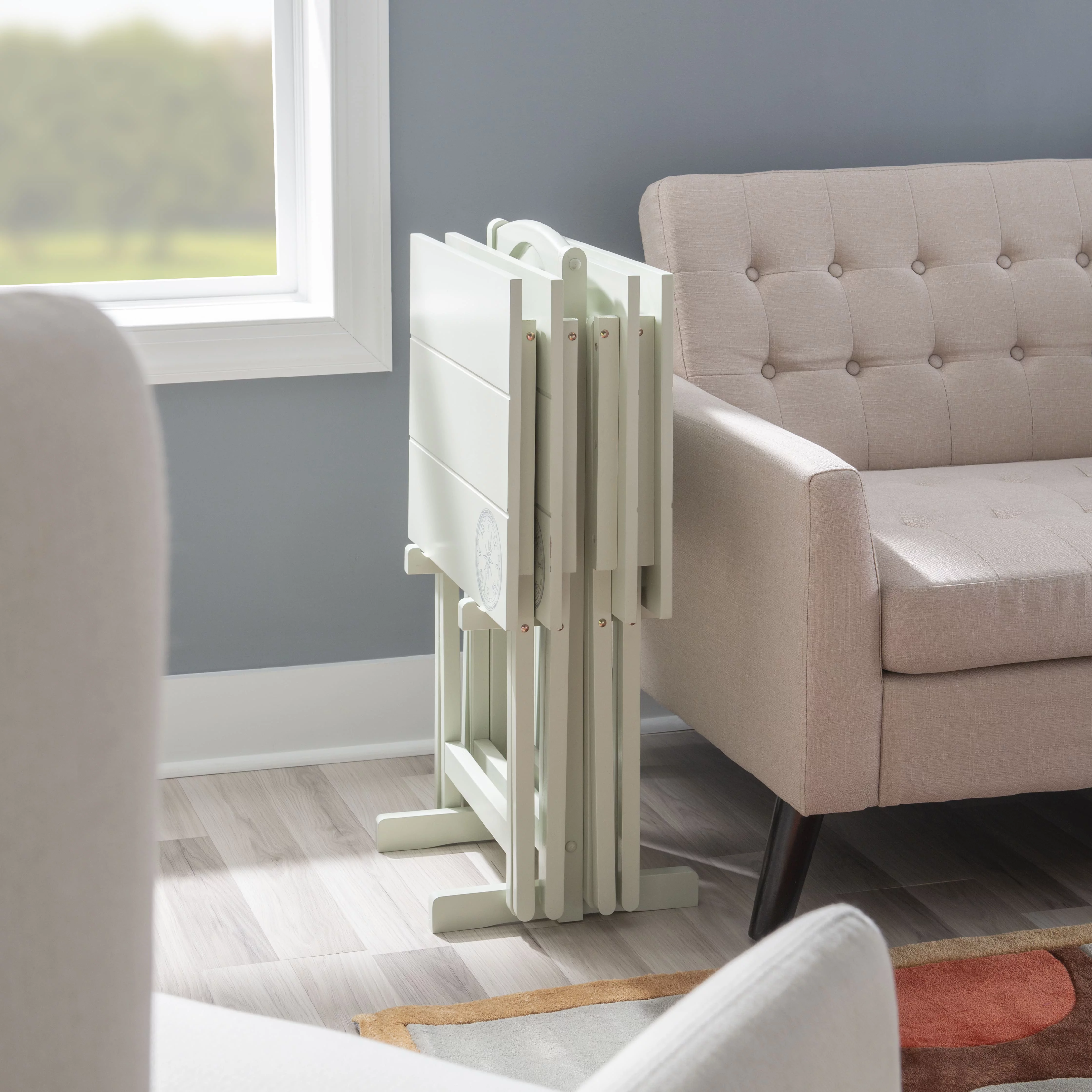 Linon Girard Folding Tray Table Set, 26.38