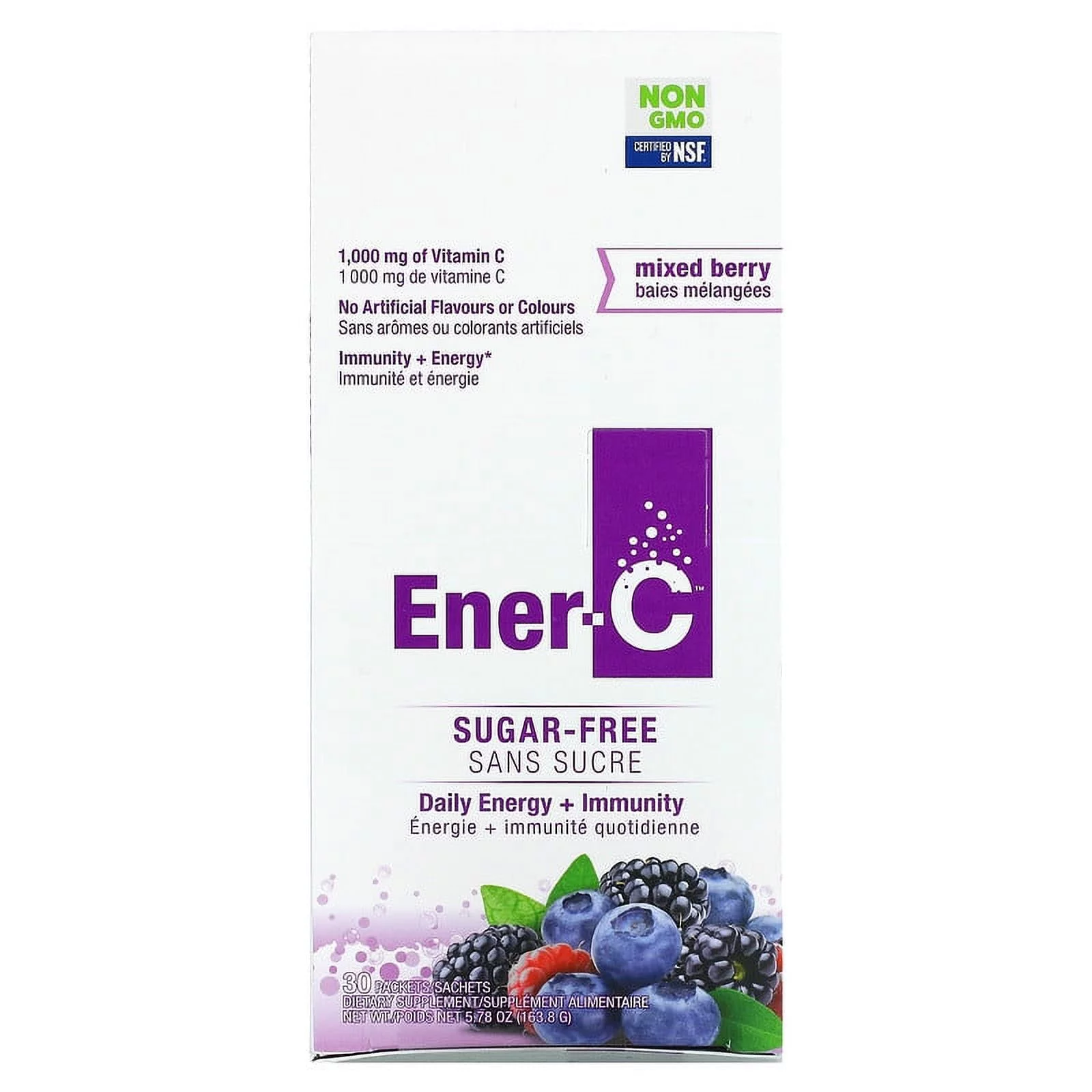 Ener-C, Vitamin C, Multivitamin Drink Mix, Sugar Free, Mixed Berry, 1,000 mg, 30 Packets, 0.2 oz Pack of 3