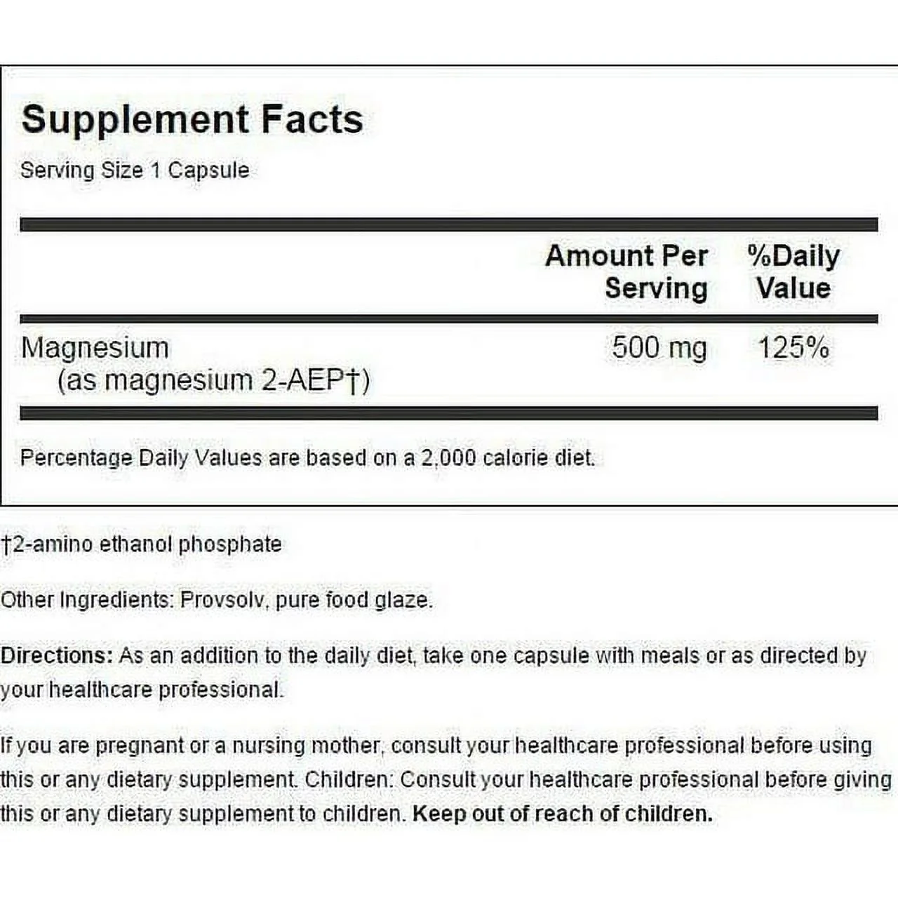 Advanced Research/Nutrient Carriers 2-Aep Magnesium 500 mg 100 Veg Caps