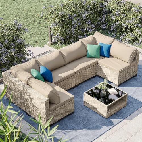 Aluminum Outdoor Sofa,4 Seats Modern Patio Furniture Set,Sectional Sofa Conversation Set with Coffee Table, Upgraded Washable Cushions for Garden Backyard,Grey