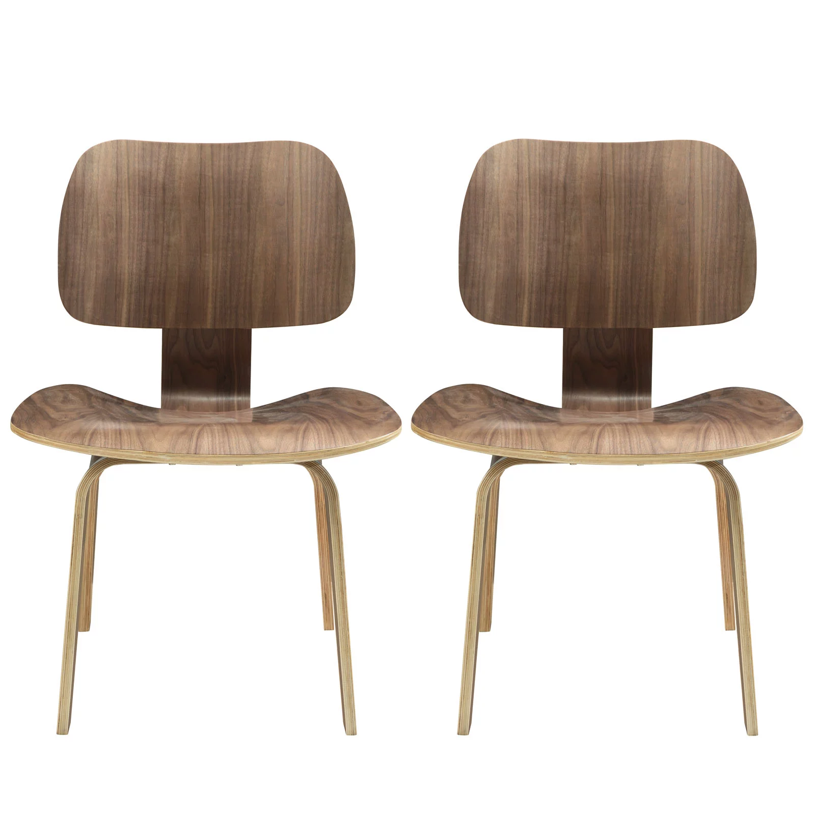 Modway Fathom Dining Chairs Set of 2 in Walnut
