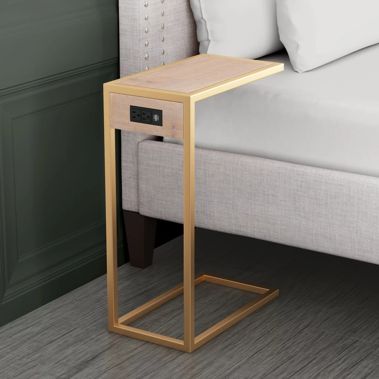 Ike Side Table Brown and Gold