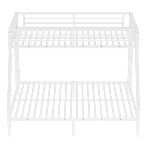 Heavy Duty Bunk Bed Frame with Ladder, Twin XL Over Twin XL Bunk Beds with Safety Guardrails, Adults Bunk Beds with Noise-Reducing Rubber Stoppers, Easy Assemble, Black