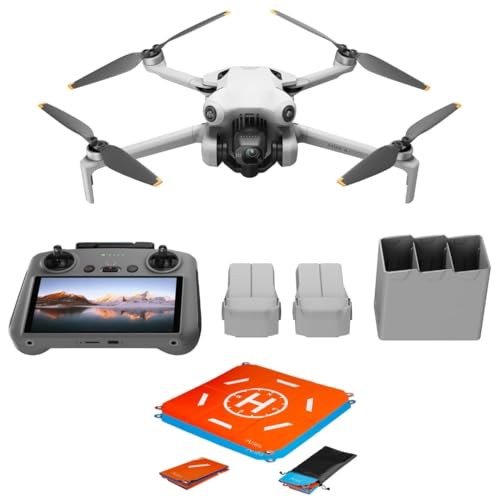 DJI Mini 4 Pro Fly More Combo Plus with DJI RC 2 (Screen Remote Controller), Folding Mini-Drone with 4K HDR Video Camera for Adults, 2 Extra Intelligent Flight Batteries Plus for 45-Min Flight Time