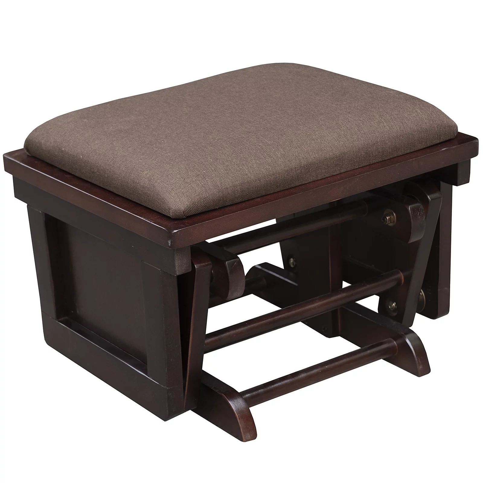 HOMCOM Nursery Glider Rocking Chair with Ottoman, Thick Padded Cushion Seating and Wood Base, Brown