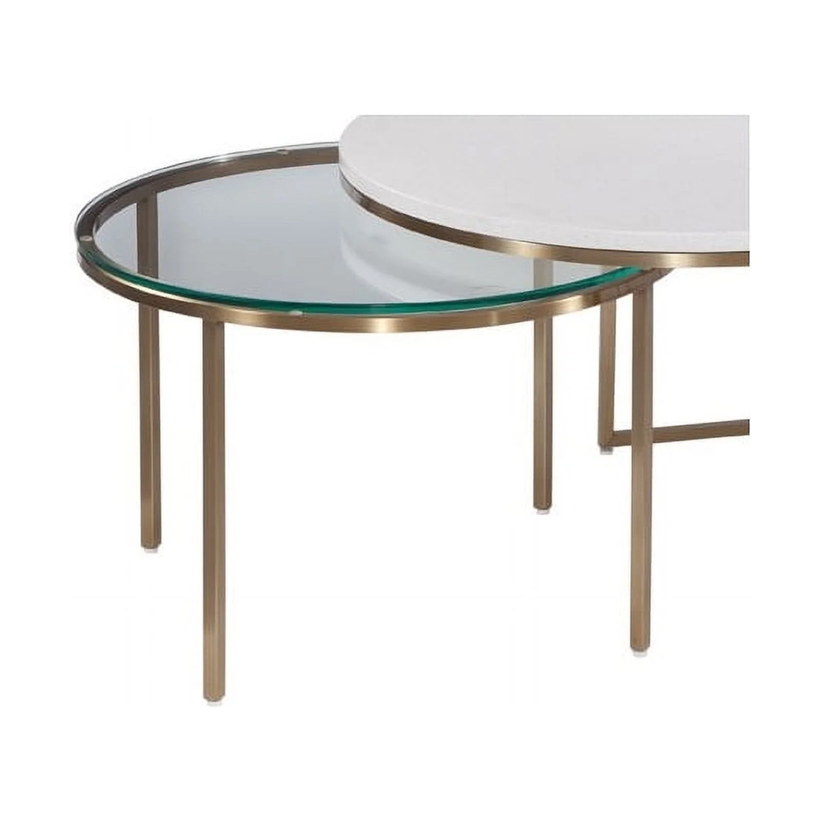 Thalia Nesting Cocktail Table in Gold Metal and White Terrazzo