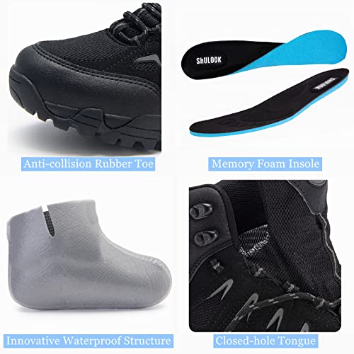 SHULOOK Men's Waterproof Hiking Boots Non-Slip Lightweight Outdoor Mid Top Ankle Boot Breathable Hiker Trekking Shoes