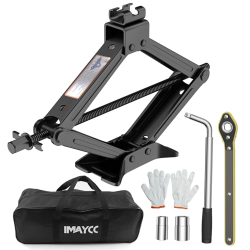 IMAYCC Car Jack 2.5 Ton/5512 lbs Universal Scissor Jack With Rubber Pad, Portable Tire Changing Kit With Lug Wrench, Emergency Kit for Sedan SUV MPV