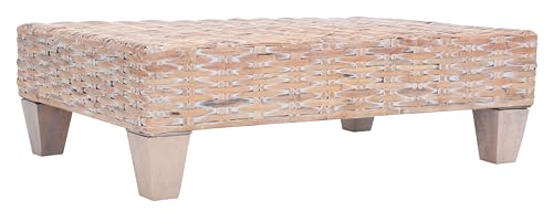 SAFAVIEH Home Collection Leary Coastal Natural White Wash Coffee Table