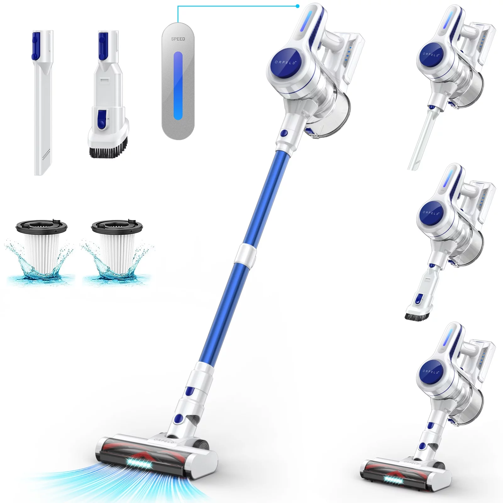 ORFELD Cordless Vacuum Cleaner with 2200mAh Battery, Powerful Suction for Hardwood, Carpet, Pet Hair