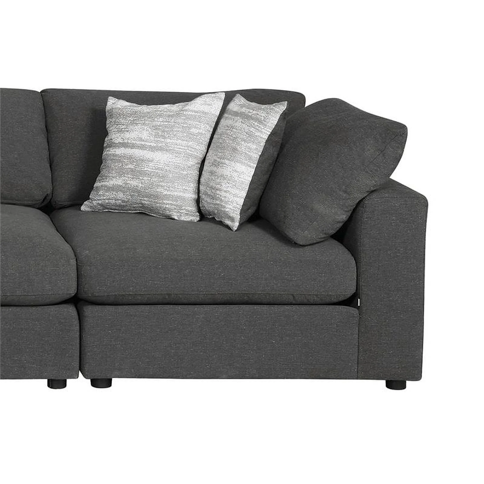 Pemberly Row 4-Piece Modern Fabric Upholstered Sectional in Charcoal