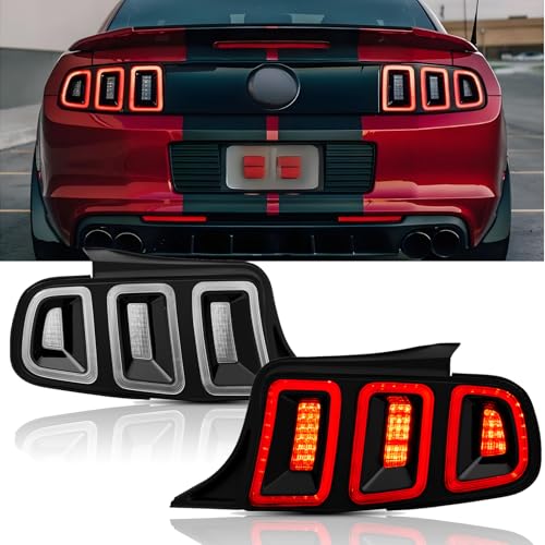LED Tail Lights Assembly Compatible with 2015-2023 Ford Mustang Euro Taillights, Rear Brake Lamp w/Sequential Signal Light,Black Housing Clear Lens