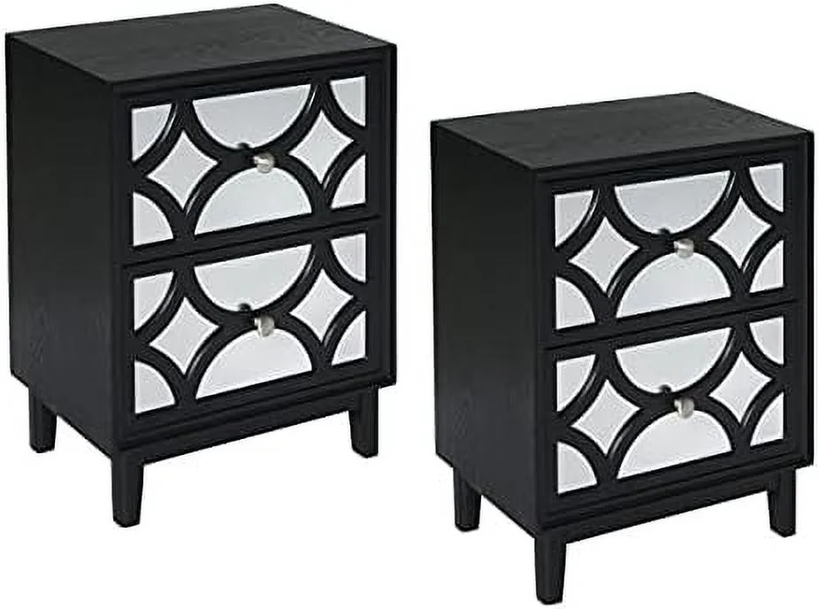 TJUNBOLIFE Mirrored Console Table  Modern Contemporary Vanity Table  Mirror Front Drawers w/Geometric Overlays  31.5\u201D  Light Gray