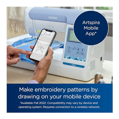 Brother Elite PE900 Large Embroidery Machine with Wireless LAN Connection with Sewing Bundle (4 Items)