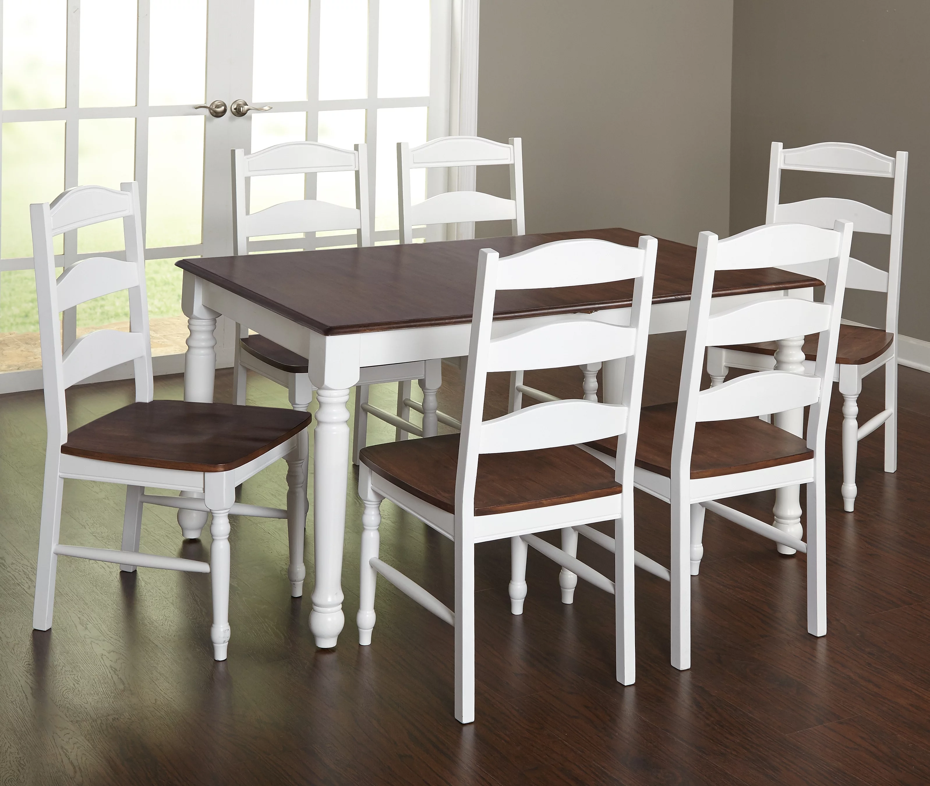 Skipton Dining Table, White, Walnut
