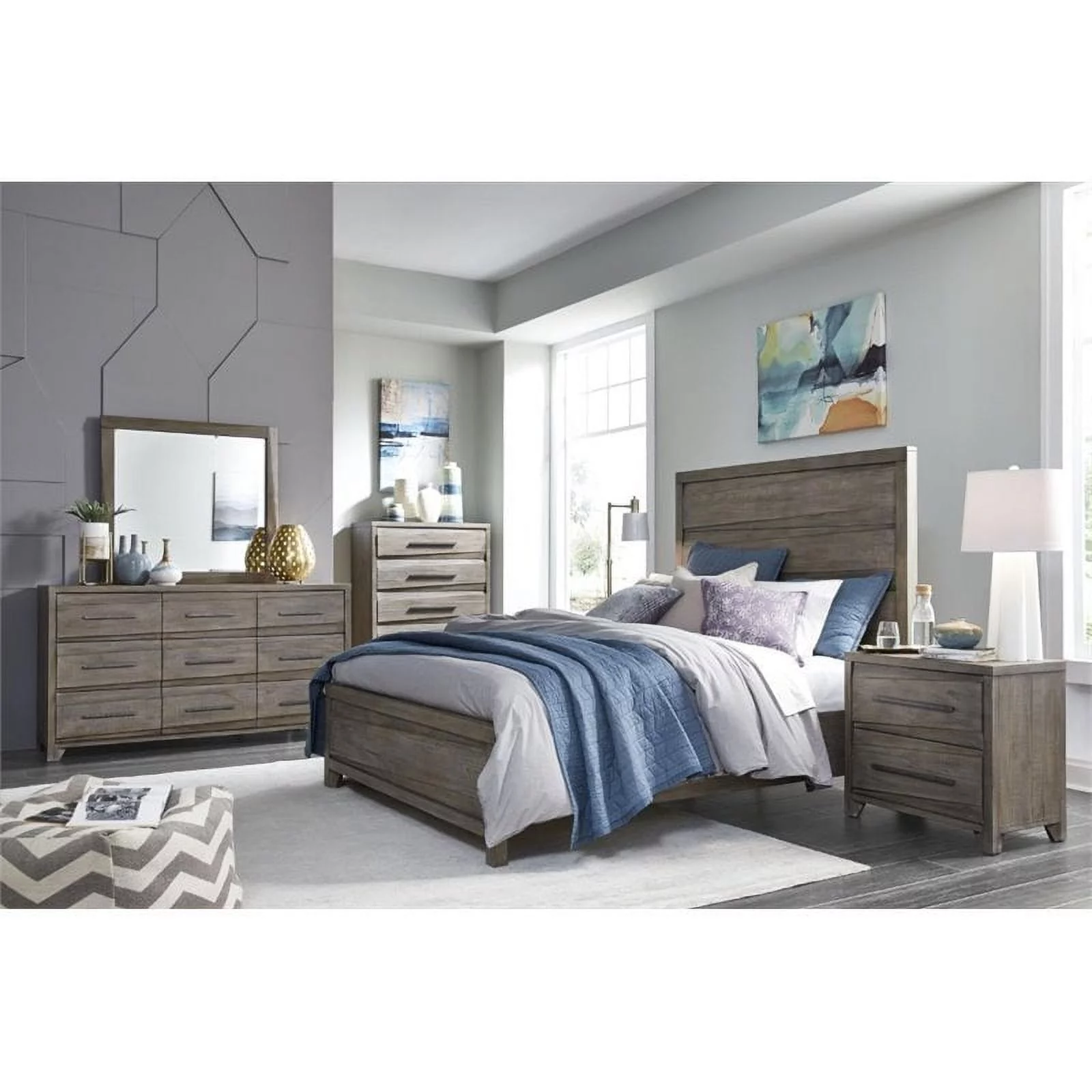 Bowery Hill Modern Mahogany Finish Full Solid Wood Panel Bed