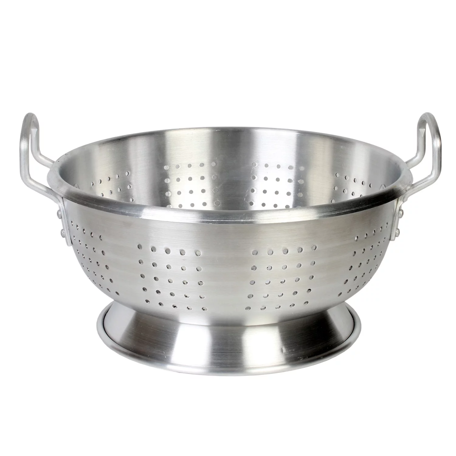 Excellante 12 quart Aluminum colander with base and handle, heavy duty (2 millimeter), comes in each