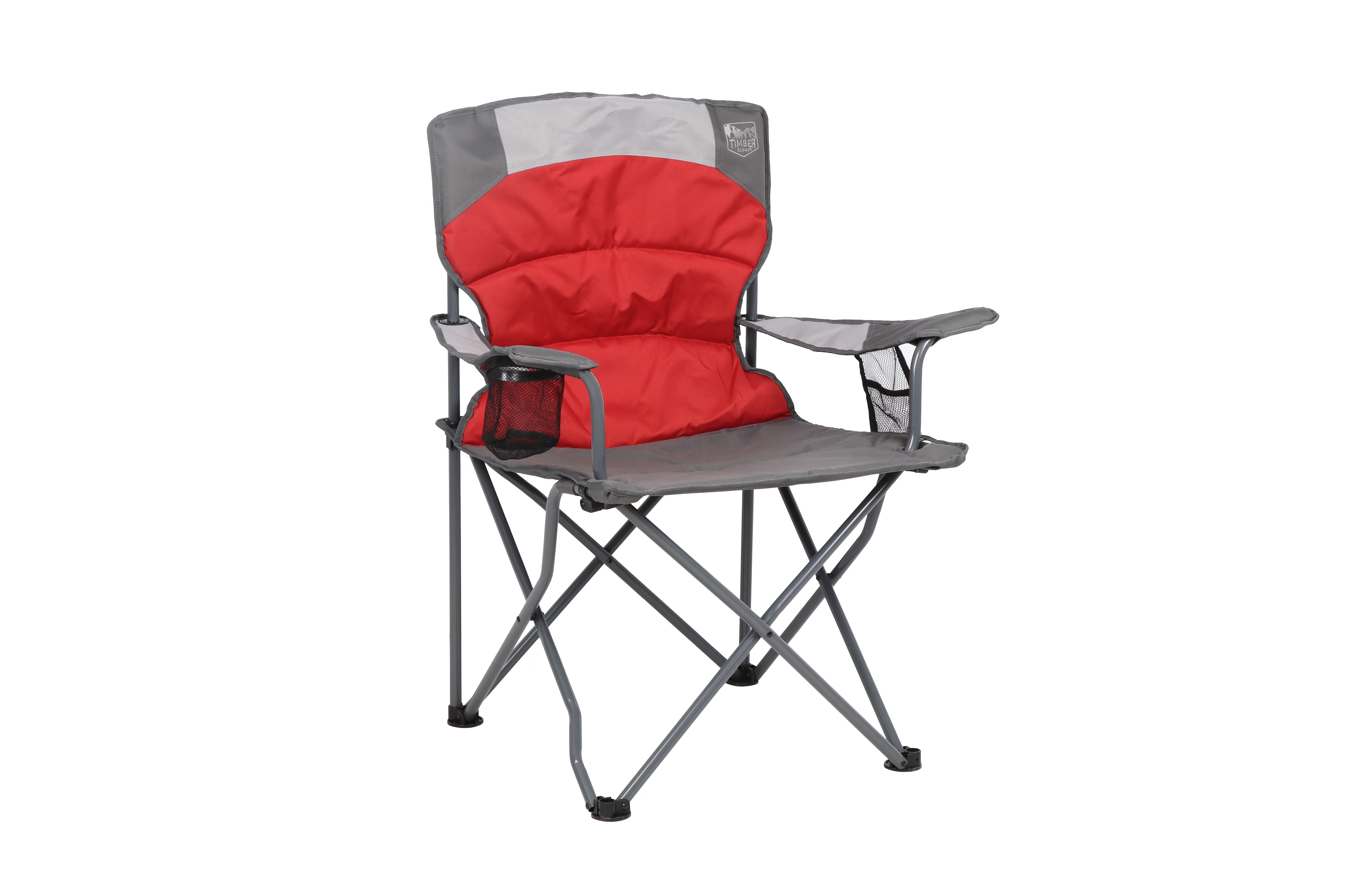 Timber Ridge Sycamore Quad Fold Camping Chair, Red and Gray, Adult