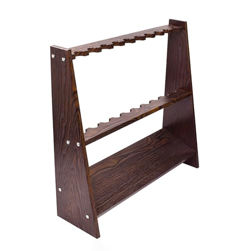 Wooden Billiards Cue Rack - 10 Holes Pool Stick Holder for Game Room, Bars & Clubs - Durable Light Brown Cue Storage for Billiard Players