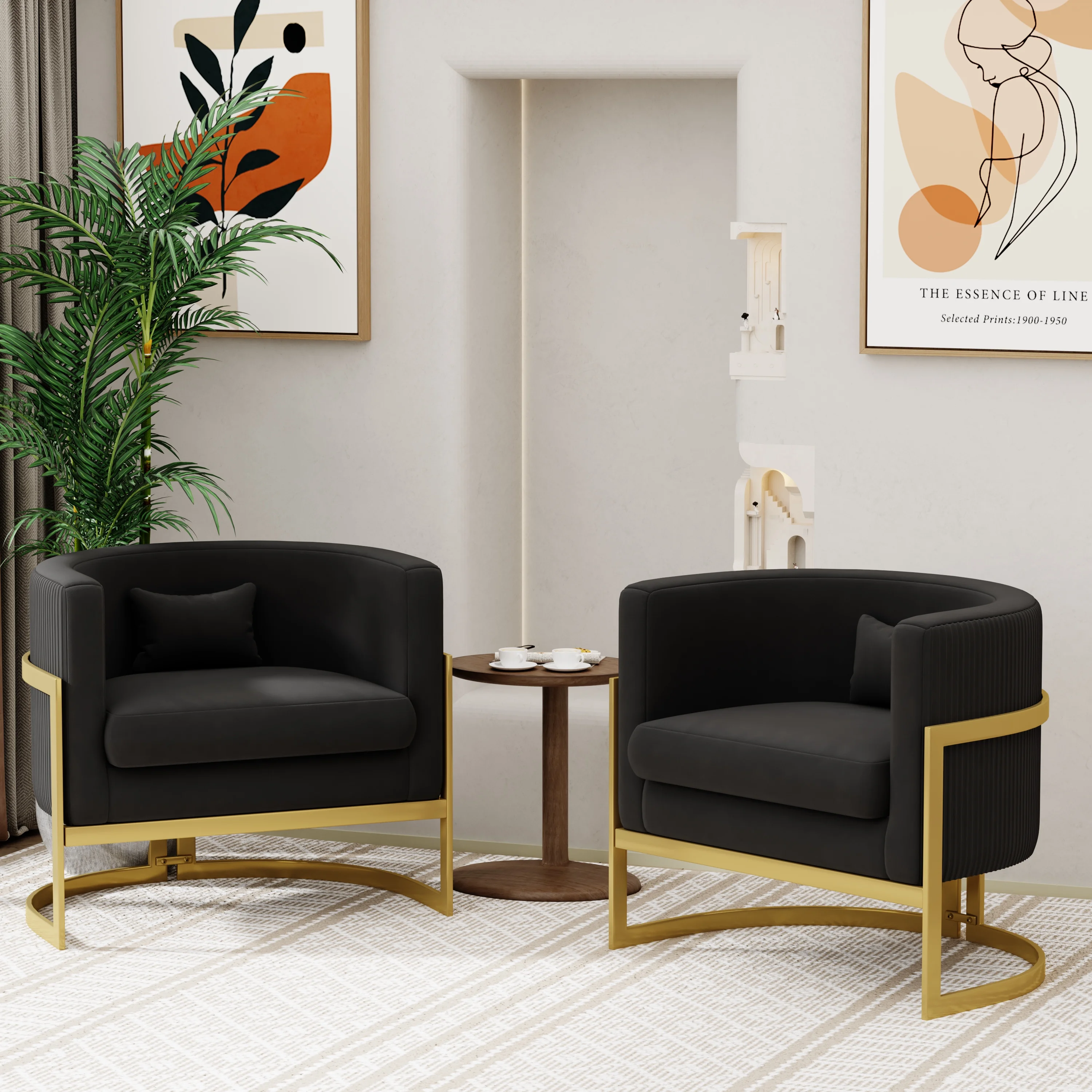 Apeaka Velvet Barrel Living Room Accent Chair, Modern Mid Century Arm Lounge Chairs Single Sofa Tub Bucket Club Chair for Bedroom