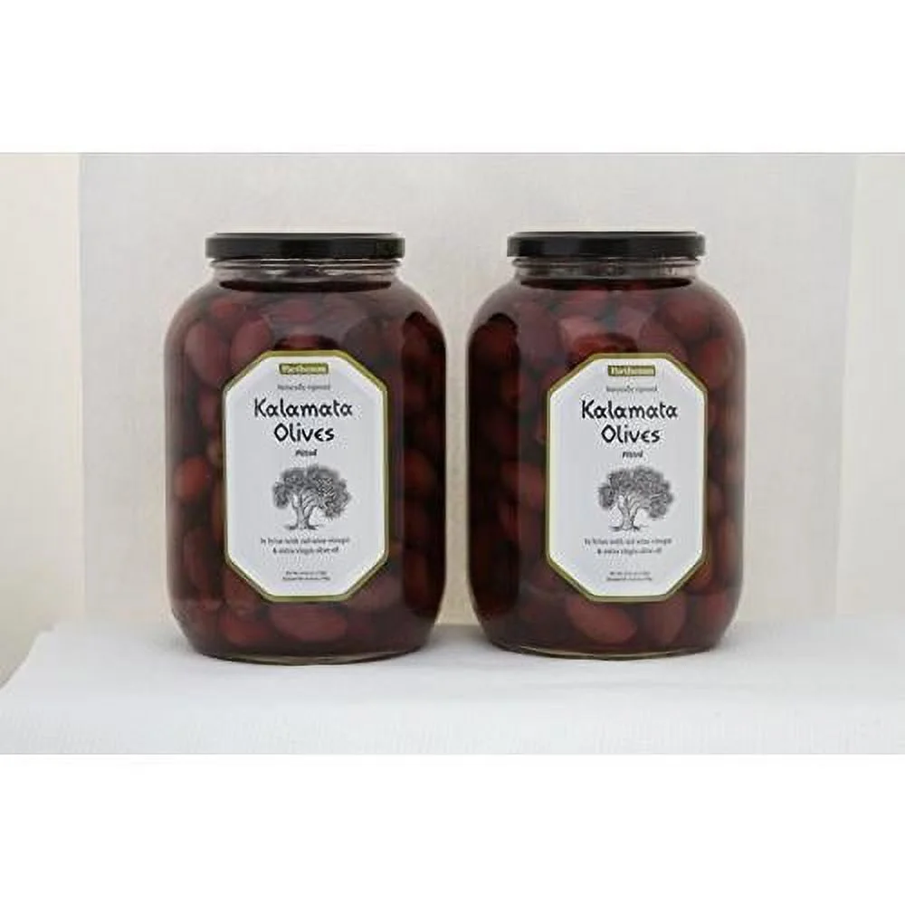 Parthenon Pitted Kalamata Olives In With Red Wine Vinegar & Extra Olive Oil , 2- 53 Oz Pack