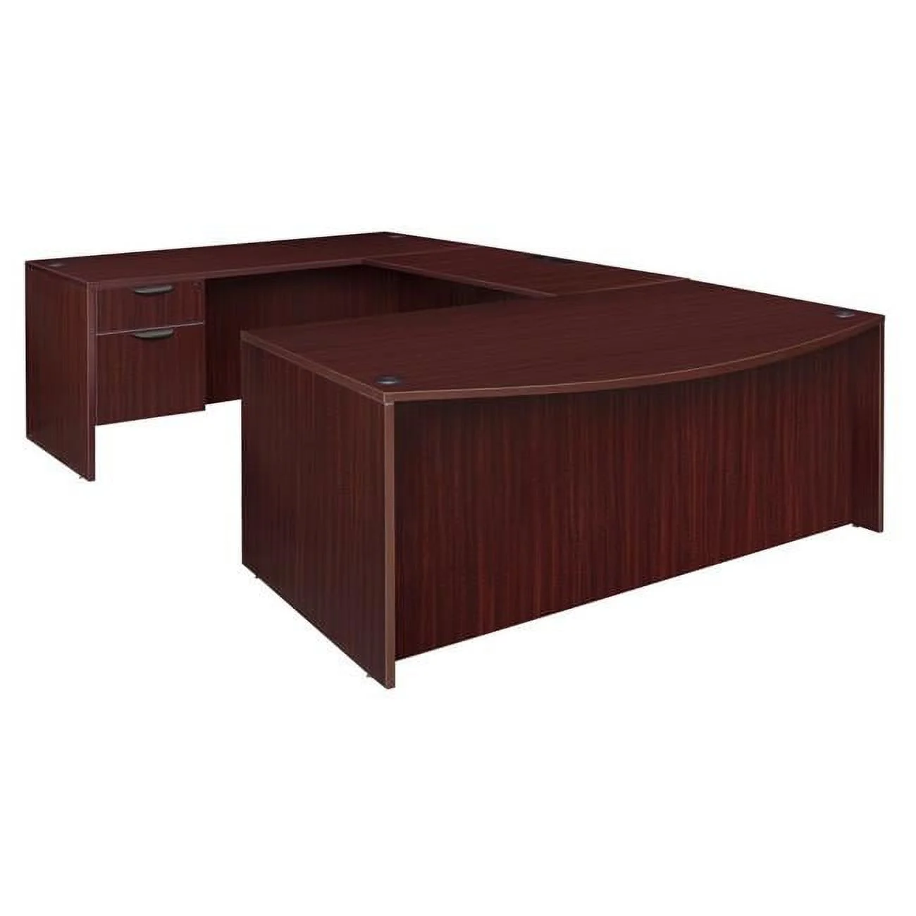 71 in. Legacy Bow Front Double Pedestal U-Desk, Mahogany
