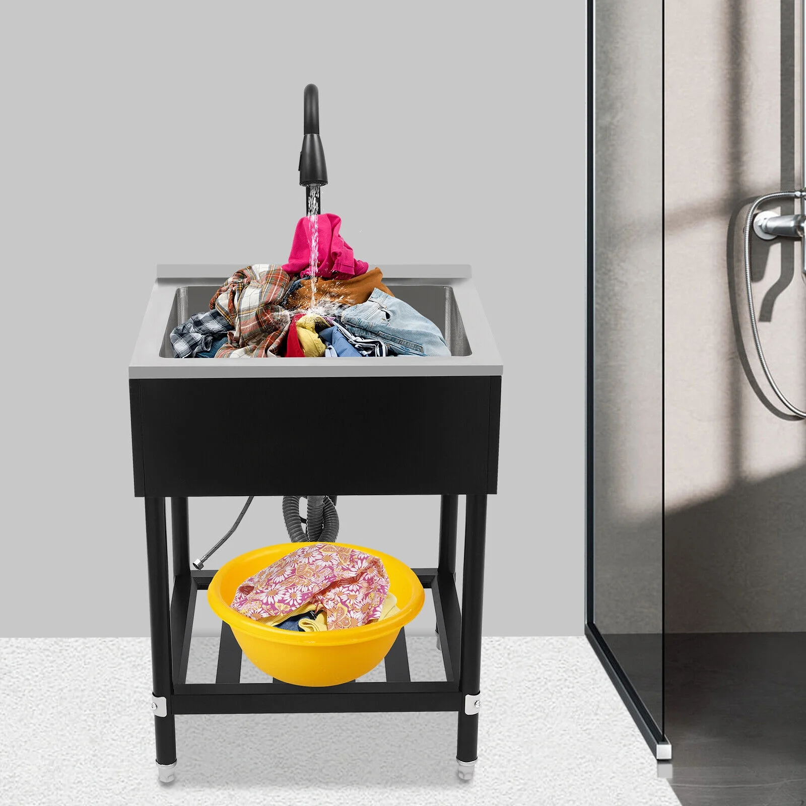 Stainless Steel Commercial Sink Catering Kitchen Prep Table Single Bowl Durable