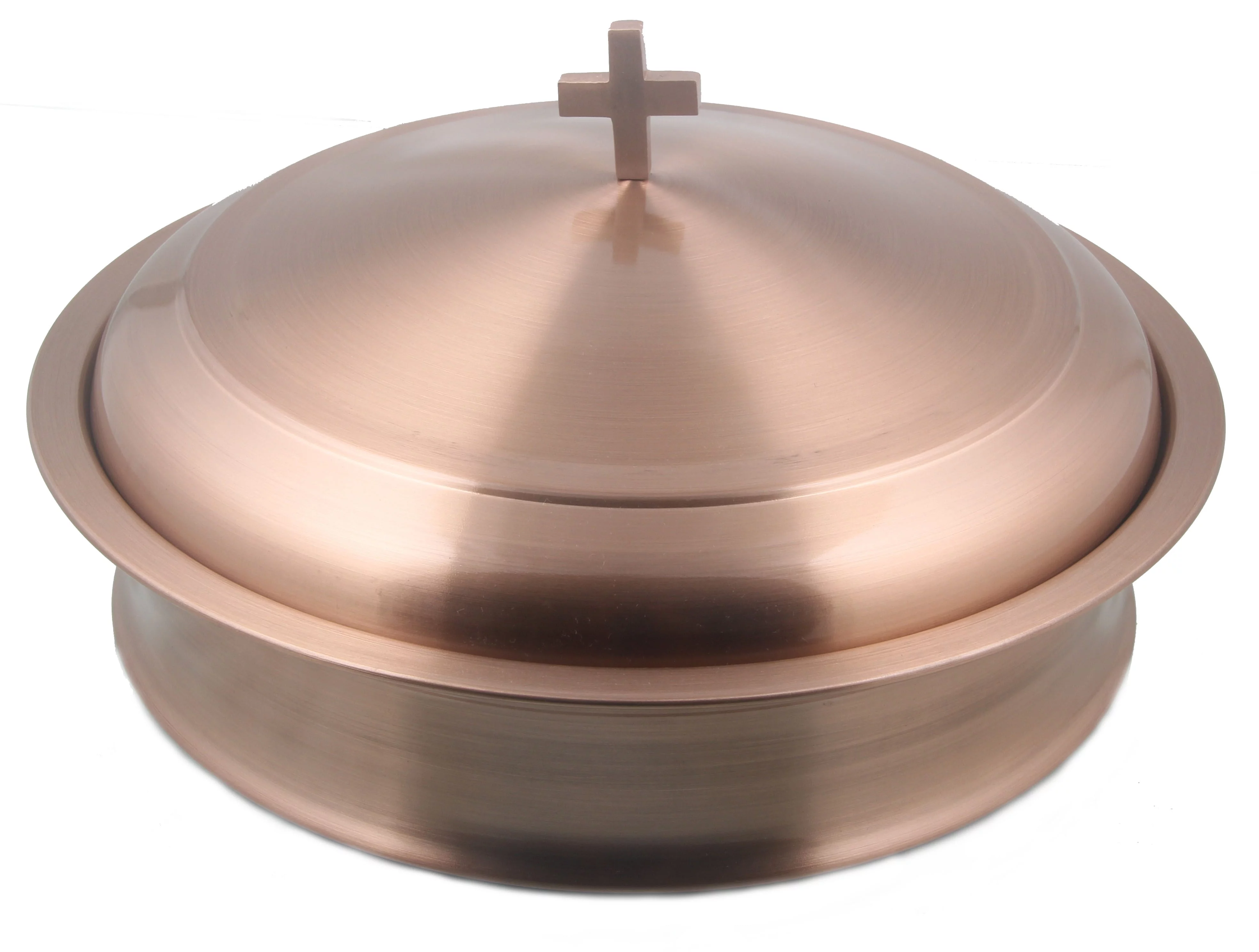 Communion Ware 5 Holy Wine Serving Trays with a Lid & 3 Stacking Bread Plates with a Lid Stainless Steel - (Copper)